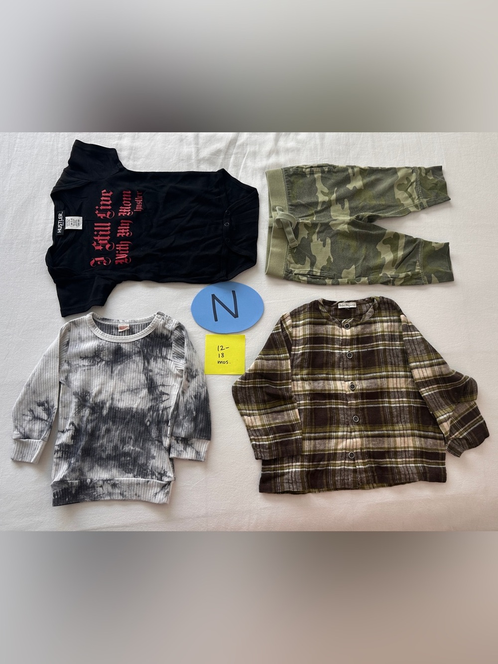 12-18 M - Baby Boy Bundle (4 items) - 2 tops, 1 onesie, 1 pants